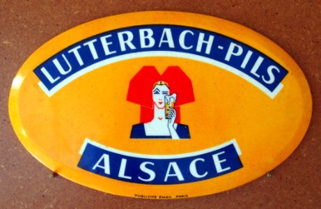 Lutterbach-Pils Alsace , enamel advertising sign at the Musée Européen de la Bière