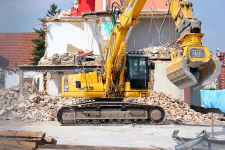 Crash demolition work house photo