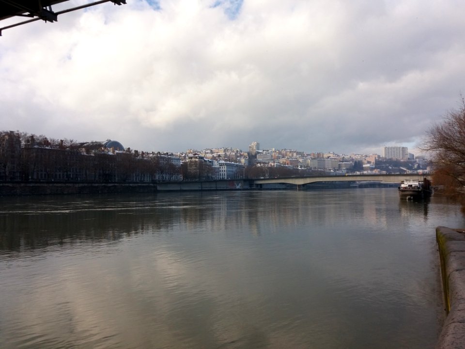 Lyon - Colline de La Croix-Rousse - Depuis le quai Général Sarrail au niveau de la passerelle du Collège