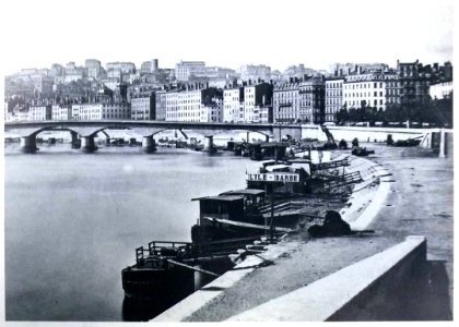 Lyon, pont du change et quai Saint-Antoine, collodion humide vers 1870