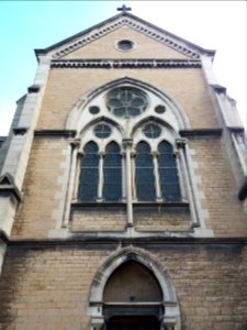 Lyon 1er - Église Saint-Bernard, façade ouest, haut du transept