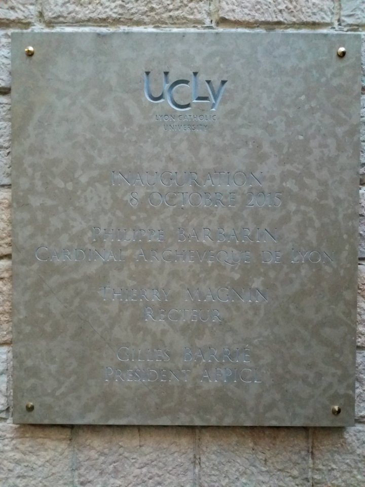 Lyon 2e - Campus Saint-Paul, plaque de l'inauguration