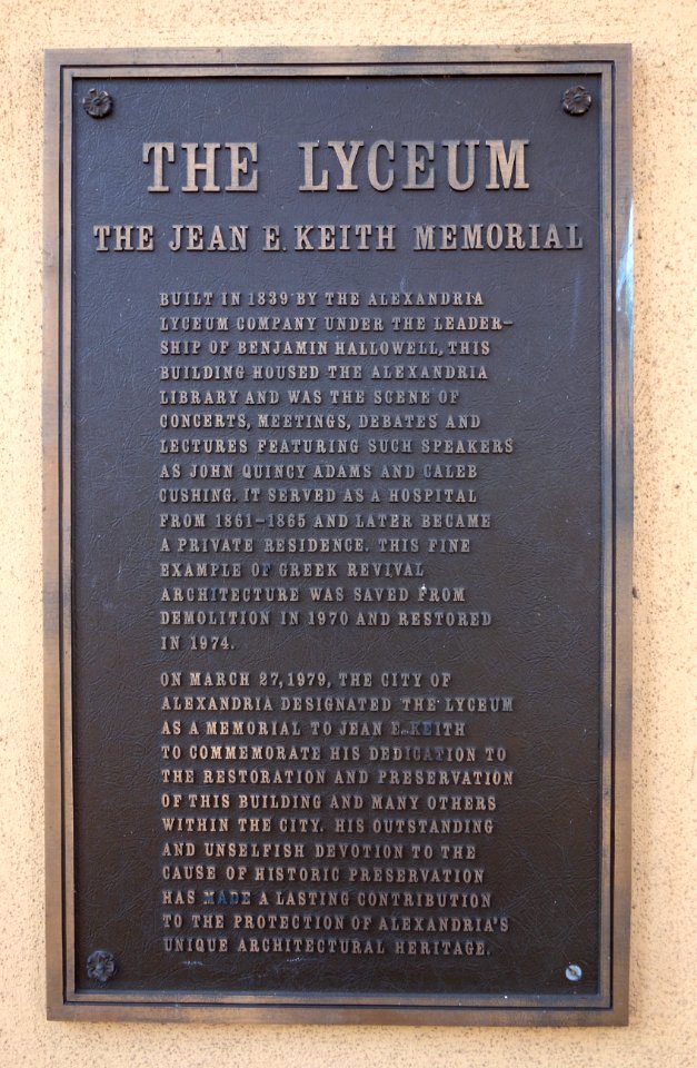 Lyceum plaque - Alexandria, Virginia - DSC03415
