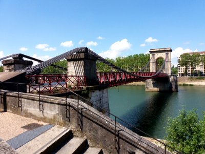 Lyon 4e - Passerelle Masaryk, depuis le quai Joseph Gillet
