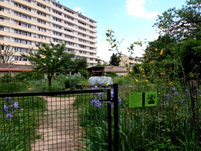 Lyon 4e - Parc Chazière, entrée du jardin partagé