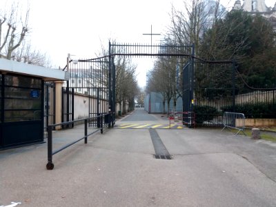Lyon 1er - Allée des Marronniers, depuis la rue Pierre Dupont, sapin de Noël sous la brume
