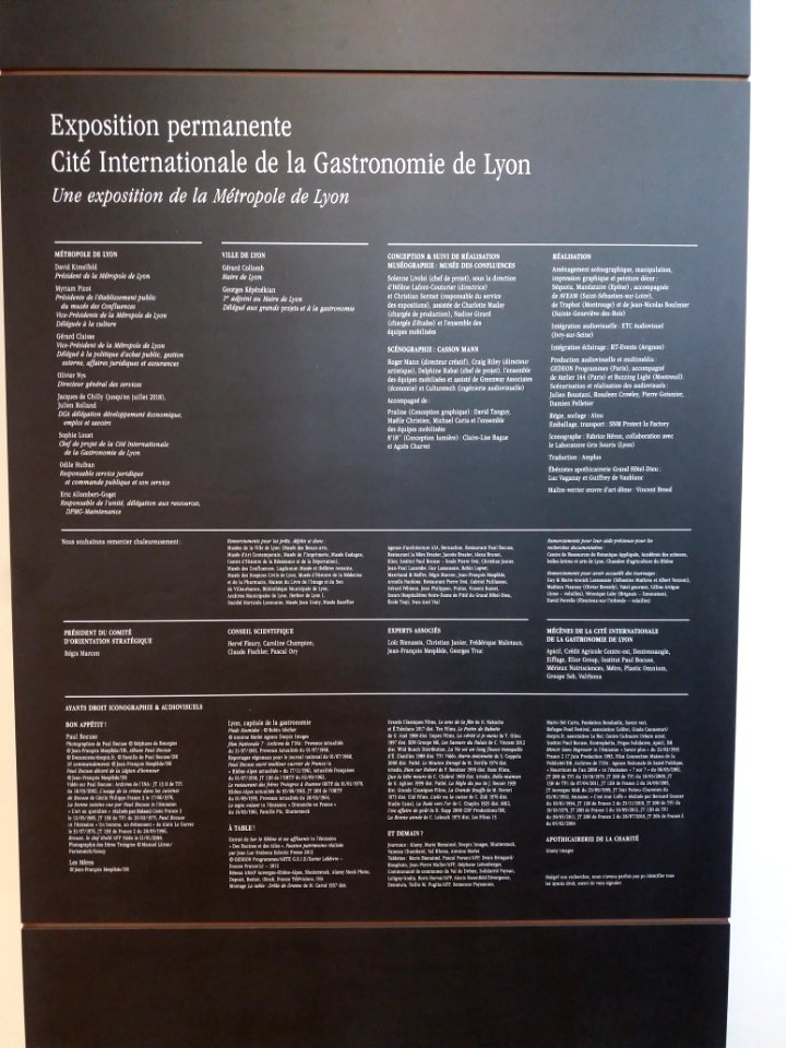 Lyon 2e - Grand Hôtel Dieu - Cité internationale de la gastronomie de Lyon - Crédits exposition