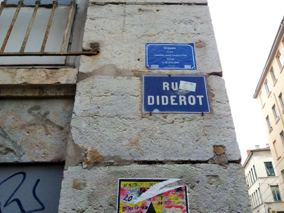 Lyon 1er - Rue Diderot, plaque
