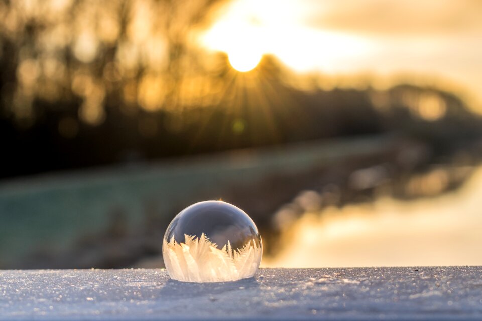 Frozen bubble wintry cold