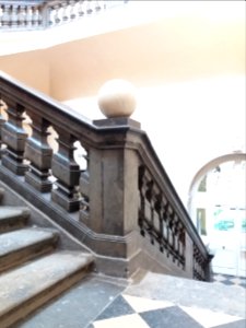 Lyon 1er - Palais Saint-Pierre, escalier d'honneur des Dames de Saint-Pierre, boule du premier palier (2)