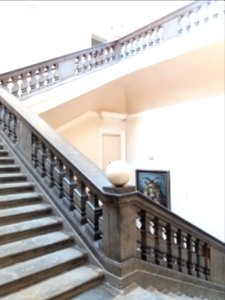 Lyon 1er - Palais Saint-Pierre, escalier d'honneur des Dames de Saint-Pierre, boule du premier palier (1)