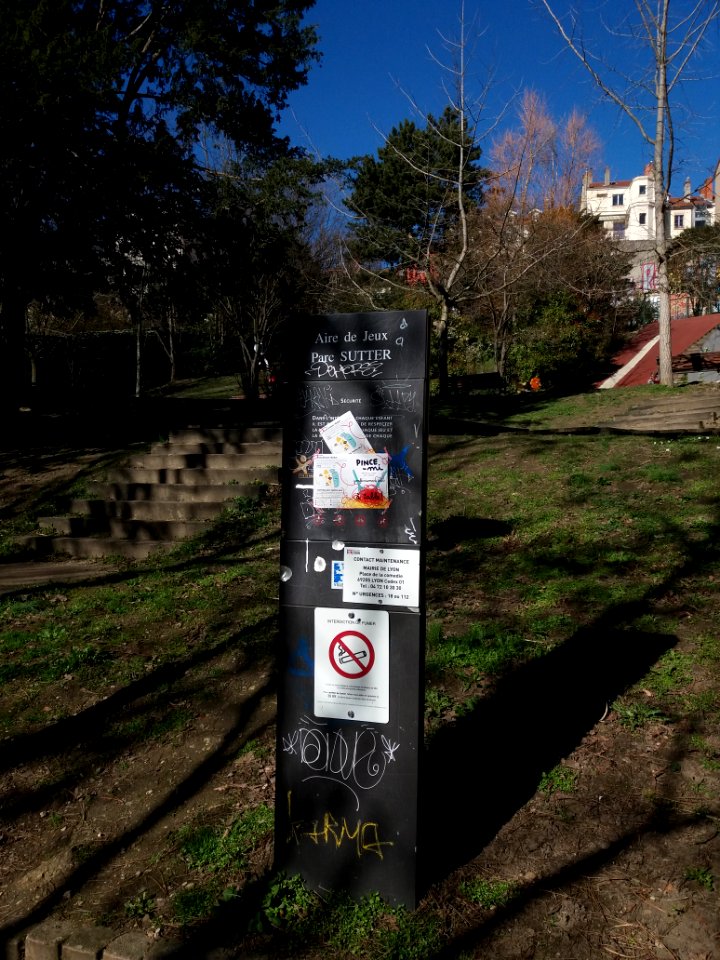 Lyon 1er - Parc Sutter, panneau Aire de Jeux