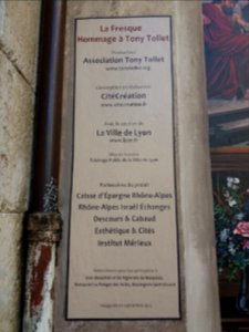 Lyon 1er - Rue Pareille - Freque Hommage à Tony Tollet - Information