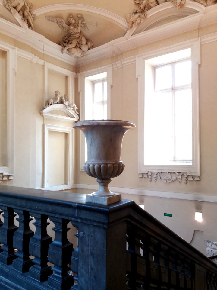 Lyon 1er - Palais Saint-Pierre, escalier d'honneur des Dames de Saint-Pierre, vasque du dernier étage (1)