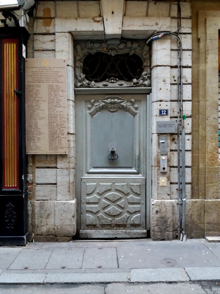 Lyon 1er - Rue Sainte Catherine, porte au numéro 12