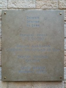 Lyon 2e - Campus Saint-Paul, plaque de la première pierre
