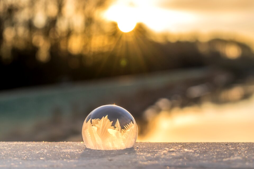 Frozen bubble wintry cold
