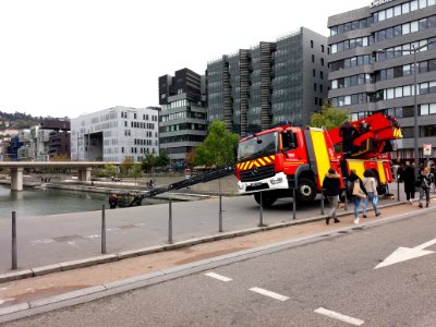Lyon 2e - Cours Charlemagne, exercice des pompiers (2)