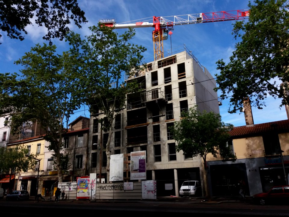 Lyon 2e - Cours Charlemagne, immeuble en construction au numéro 28