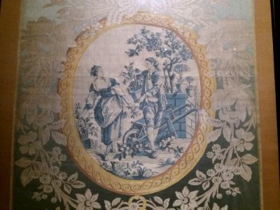 Lyon 2e - Musée des Tissus et des Arts décoratifs, laize de tenture, Le Jardinier et la Bouquetière, détail, Philippe de Lasalle, 1770, MT 2920