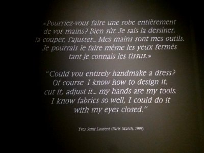 Lyon 2e - Musée des Tissus - Yves Saint Laurent, les coulisses de la haute couture à Lyon - Citation (1998)