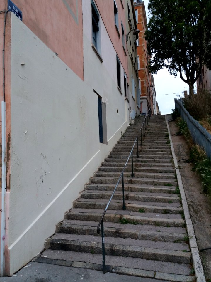 Lyon 1er - Rue Sainte Clotilde, escalier depuis la montée du Lieutenant Allouche