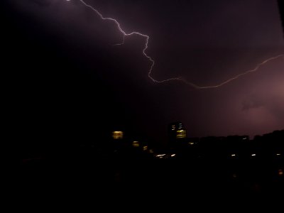 Lightning at thunderstorm from Spandauer-See-Brücke 138