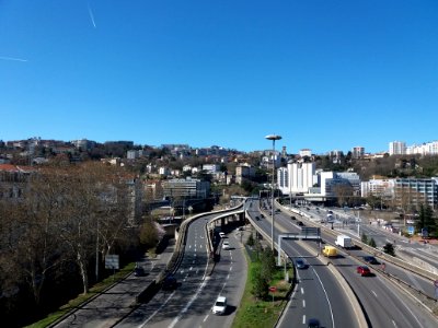 Lyon 2e - Jardins suspendus de Perrache, côté Saône, vue sur l'entrée du tunnel de Fourvière