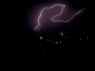 Lightning at thunderstorm from Spandauer-See-Brücke 145