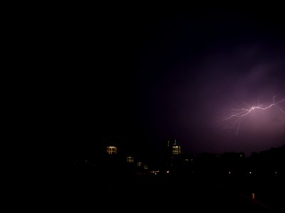 Lightning at thunderstorm from Spandauer-See-Brücke 183