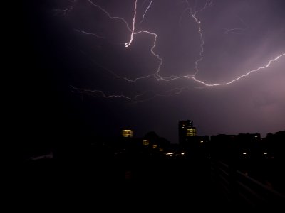 Lightning at thunderstorm from Spandauer-See-Brücke 135