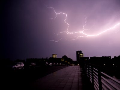 Lightning at thunderstorm from Spandauer-See-Brücke 132