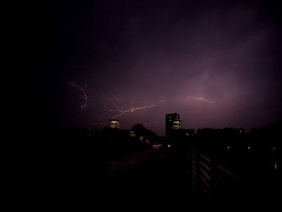 Lightning at thunderstorm from Spandauer-See-Brücke 164