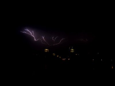 Lightning at thunderstorm from Spandauer-See-Brücke 166