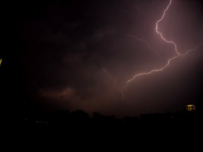 Lightning at thunderstorm from Spandauer-See-Brücke 89