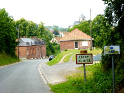 Ligny-lès-Aire (Pas-de-Calais, Fr) city limit sign photo