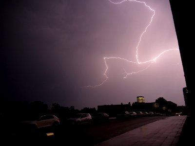 Lightning at thunderstorm from Spandauer-See-Brücke 96