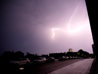 Lightning at thunderstorm from Spandauer-See-Brücke 95