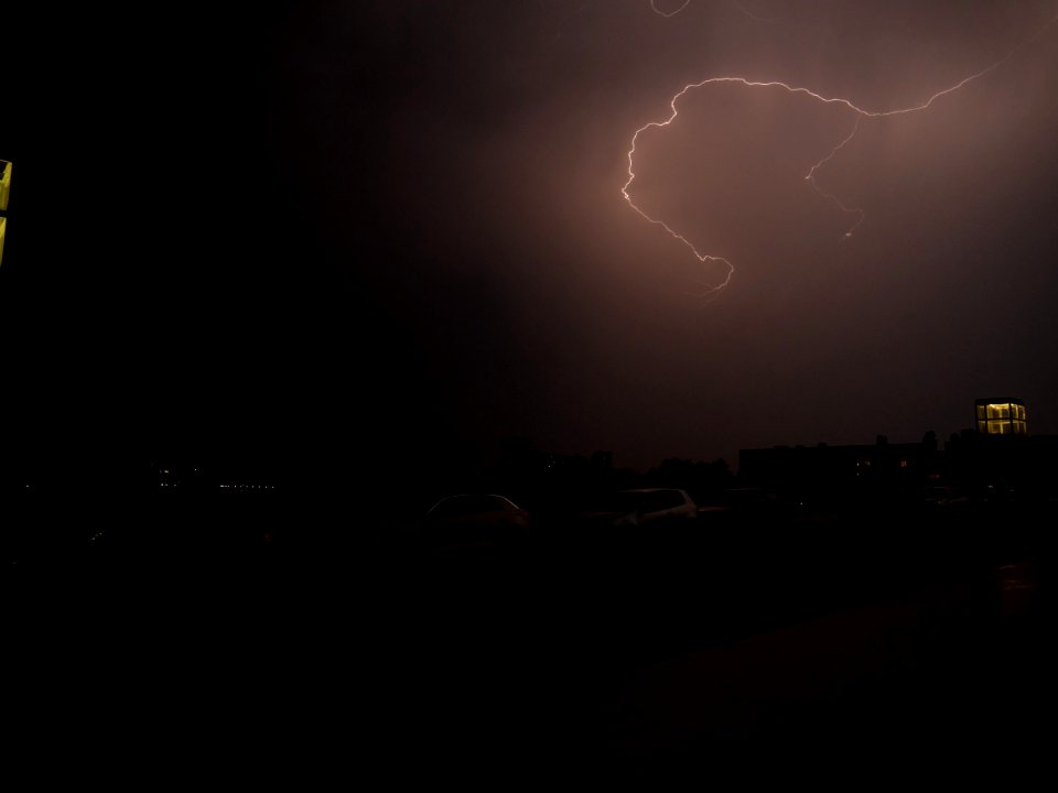 Lightning at thunderstorm from Spandauer-See-Brücke 77