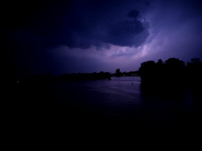 Lightning at thunderstorm from Spandauer-See-Brücke 209