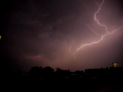 Lightning at thunderstorm from Spandauer-See-Brücke 88
