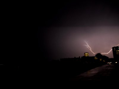 Lightning at thunderstorm from Spandauer-See-Brücke 115