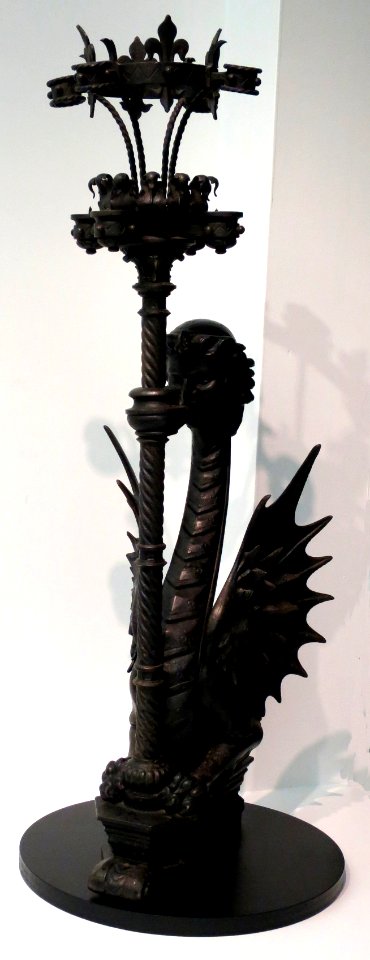 Lighting fixture, Model 106, used as newel post lamp, iron, Castello Mackenzie