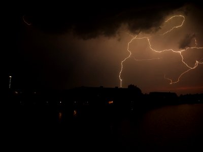 Lightning at thunderstorm from Spandauer-See-Brücke 06