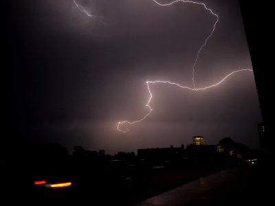 Lightning at thunderstorm from Spandauer-See-Brücke 105