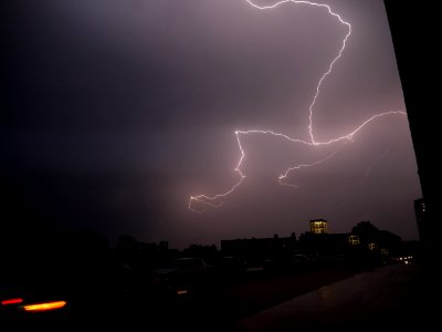 Lightning at thunderstorm from Spandauer-See-Brücke 102