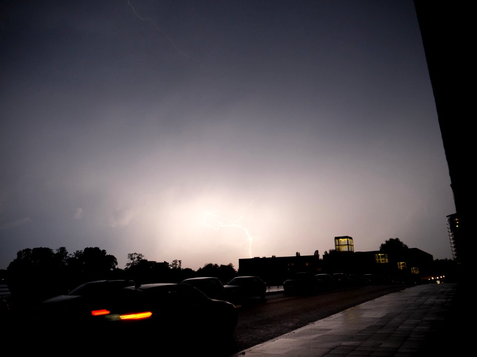 Lightning at thunderstorm from Spandauer-See-Brücke 107