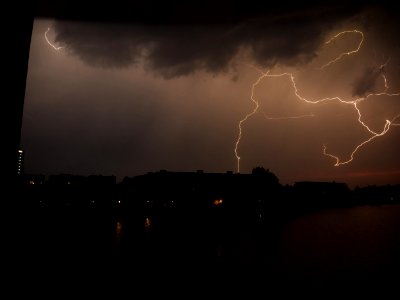 Lightning at thunderstorm from Spandauer-See-Brücke 07