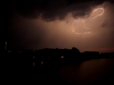Lightning at thunderstorm from Spandauer-See-Brücke 02