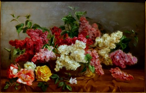 Lilacs and Roses, by Antonio Jose da Costa, 1920, oil on wood - Museu Nacional de Soares dos Reis - Porto, Portugal - DSC00675